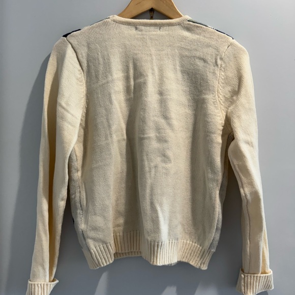 Cream and Blue Argyle Cardigan - Picture 3 of 4